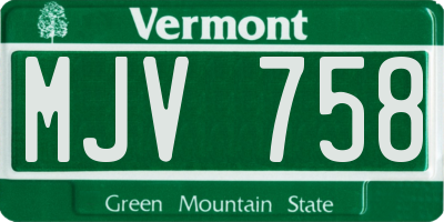 VT license plate MJV758