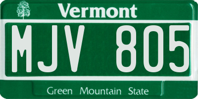 VT license plate MJV805