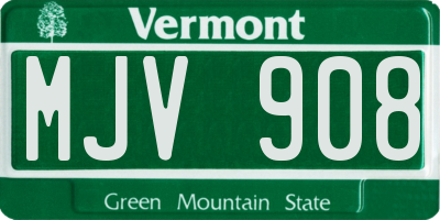 VT license plate MJV908