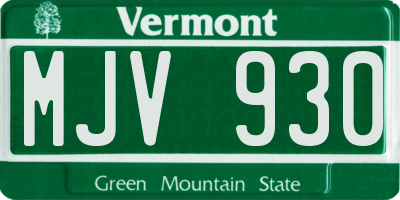 VT license plate MJV930