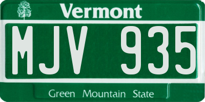 VT license plate MJV935