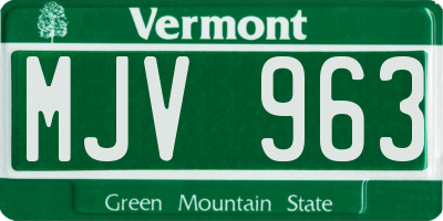 VT license plate MJV963