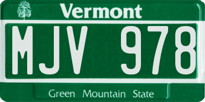 VT license plate MJV978