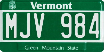 VT license plate MJV984