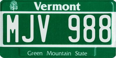 VT license plate MJV988