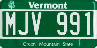 VT license plate MJV991