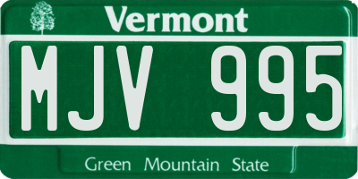 VT license plate MJV995