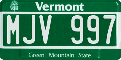 VT license plate MJV997