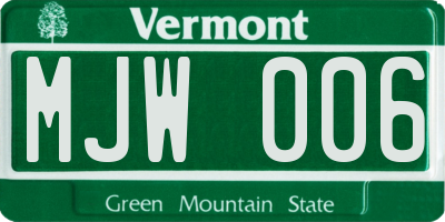VT license plate MJW006