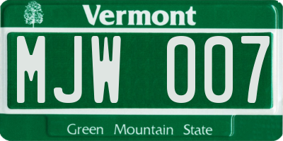 VT license plate MJW007