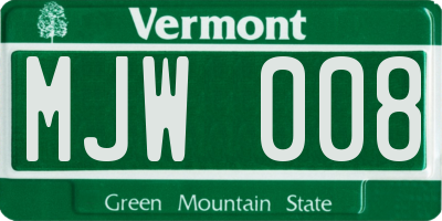 VT license plate MJW008