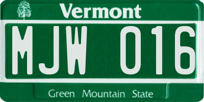 VT license plate MJW016