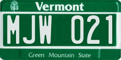 VT license plate MJW021