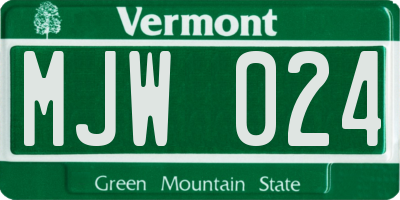 VT license plate MJW024