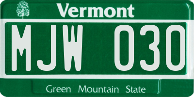 VT license plate MJW030