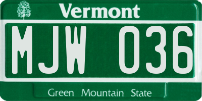 VT license plate MJW036