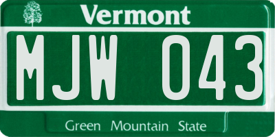 VT license plate MJW043