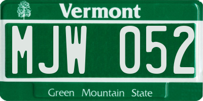 VT license plate MJW052