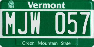 VT license plate MJW057