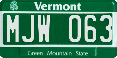 VT license plate MJW063
