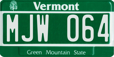 VT license plate MJW064