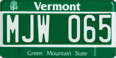 VT license plate MJW065