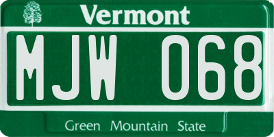 VT license plate MJW068