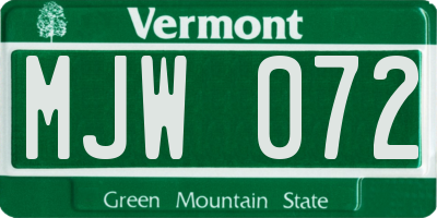 VT license plate MJW072