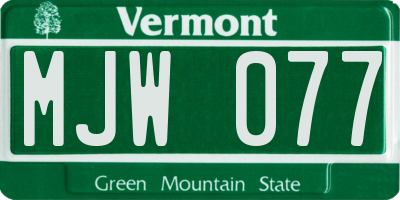 VT license plate MJW077