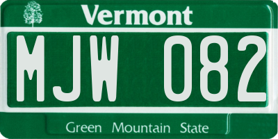VT license plate MJW082