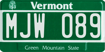 VT license plate MJW089