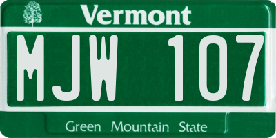 VT license plate MJW107