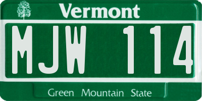 VT license plate MJW114