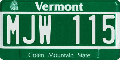 VT license plate MJW115
