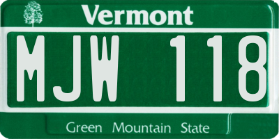 VT license plate MJW118