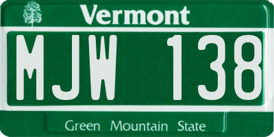 VT license plate MJW138