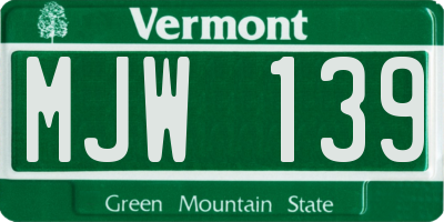 VT license plate MJW139
