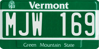 VT license plate MJW169