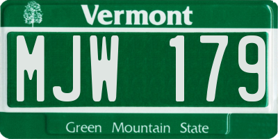 VT license plate MJW179