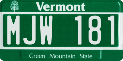 VT license plate MJW181