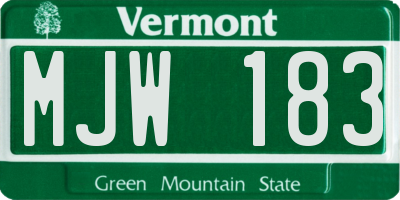 VT license plate MJW183