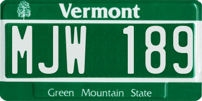 VT license plate MJW189
