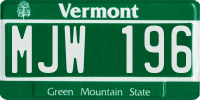 VT license plate MJW196