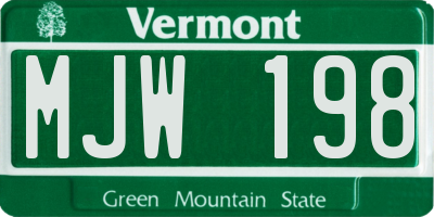 VT license plate MJW198