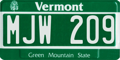 VT license plate MJW209