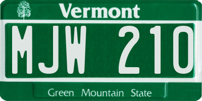 VT license plate MJW210