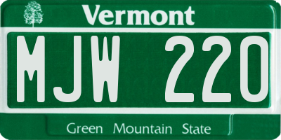 VT license plate MJW220