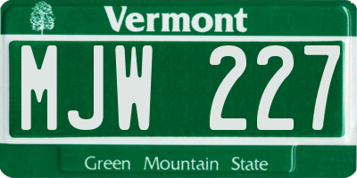 VT license plate MJW227