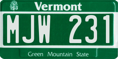 VT license plate MJW231