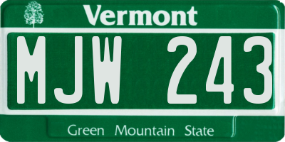 VT license plate MJW243